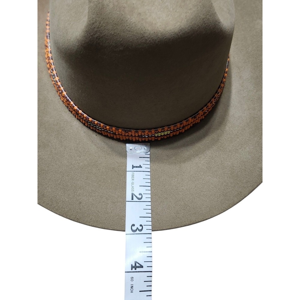 Vintage Browning Sportsman Hat - Tan Wool Felt Western Fedora - Beaded Band - Picture 2 of 8